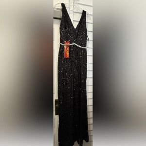 Cachet Black Sparkling Maxi Dress